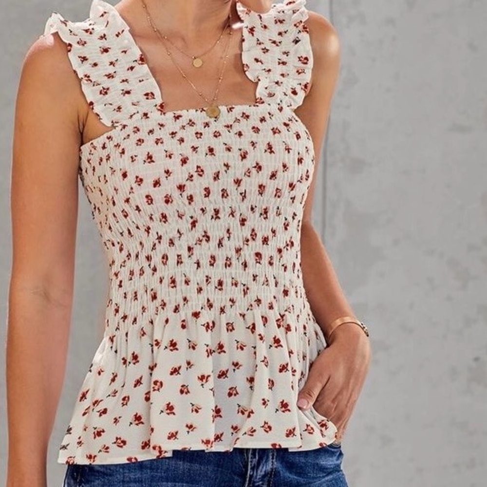 Amazon Smocked Floral Tank Top